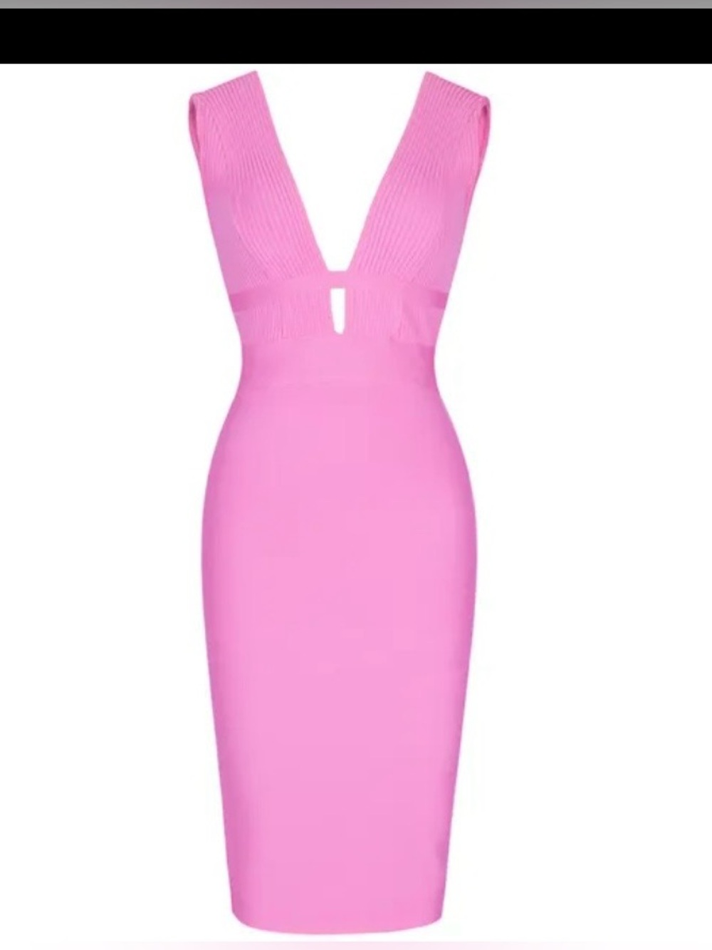 Fashion Nova Pink Plunge Bandage Ribbed Bodycon Midi Dress